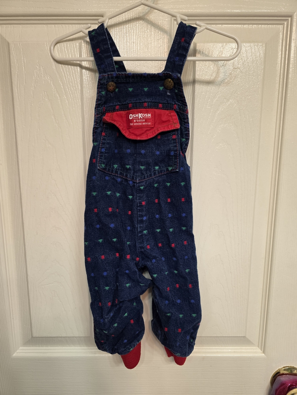 Vintage OshKosh B'gosh Navy Denim Overalls with Red Trim - Kids